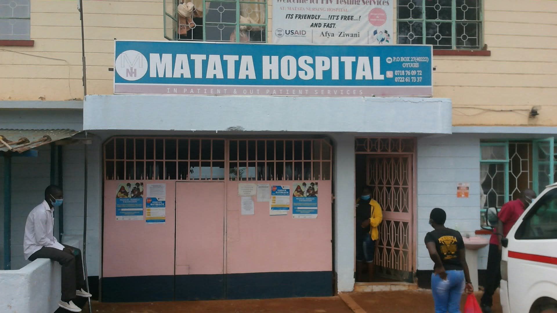 Front view of Matata Hospital building in Oyugis